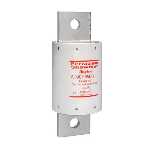 Mersen A100P650-4, Round Body High-Speed Fuse, 1000VAC, 650A, Bolted
