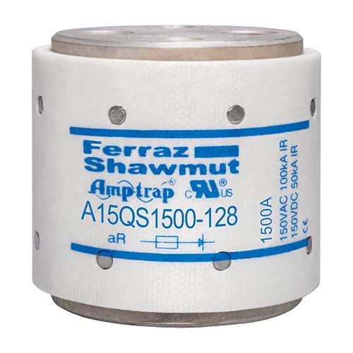 Mersen A15QS1500-128, Semiconductor Protection Fuse, High-Speed, Fast Acting, 150VAC/DC, 1500A ,Hockey Puck, Bolt-In