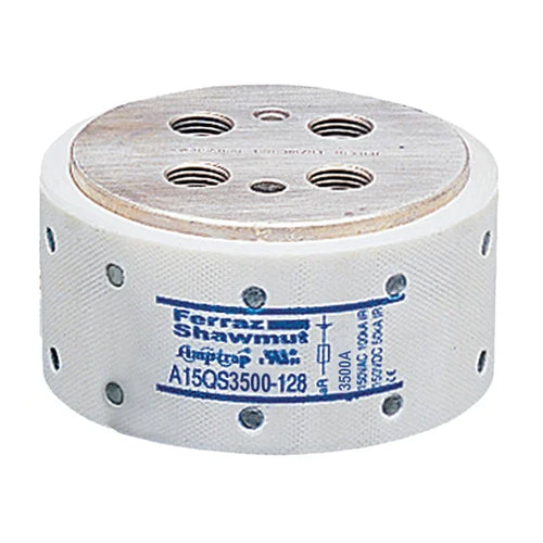 Mersen A15QS3500-128, Semiconductor Protection Fuse, High-Speed, Fast Acting, 150VAC/DC, 3500A,Hockey Puck, Bolt-In