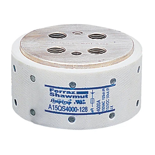 Mersen A15QS4000-128, Semiconductor Protection Fuse, High-Speed, Fast Acting, 150VAC/DC, 4000A,Hockey Puck, Bolt-In