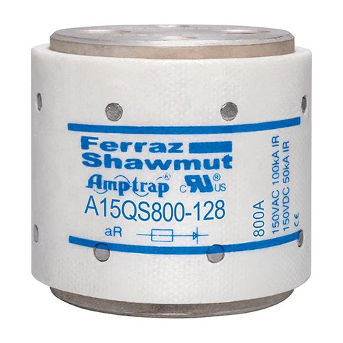 Mersen A15QS800-128, Semiconductor Protection Fuse, High-Speed, Fast Acting, 150VAC/DC, 800A, Hockey Puck, Bolt-In