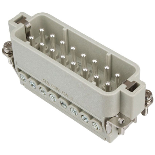 Techspan A16PS, A Series Multipole Connector, Screw Termination, Male Insert, 16 Poles+Ground, 16A/600V, F Size Enclosure, Straight Mounting