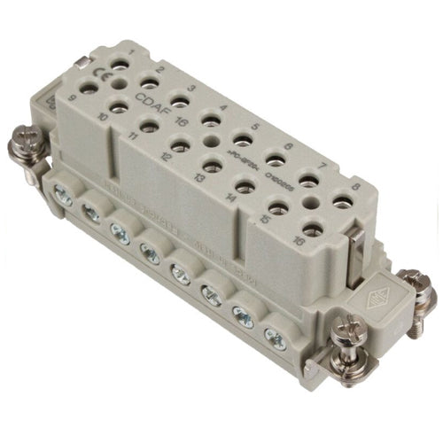 Techspan A16RS, A Series Multipole Connector, Screw Termination, Female Insert, 16 Poles+Ground, 16A/600V, F Size Enclosure, Straight Mounting