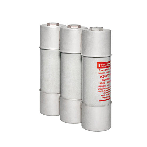 Mersen A240R36R, Back-Up R-Rated Medium Voltage Fuse, Ferrule Mount, Motor Protection, 2400VAC, 36R, 3 Barrels