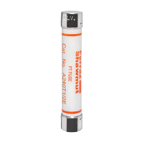 Mersen A240T1/2E, Medium Voltage Potential Transformer Fuse, 2400VAC, 0.5A, Ferrule Type, 4.00" (102 mm) Clip Centers