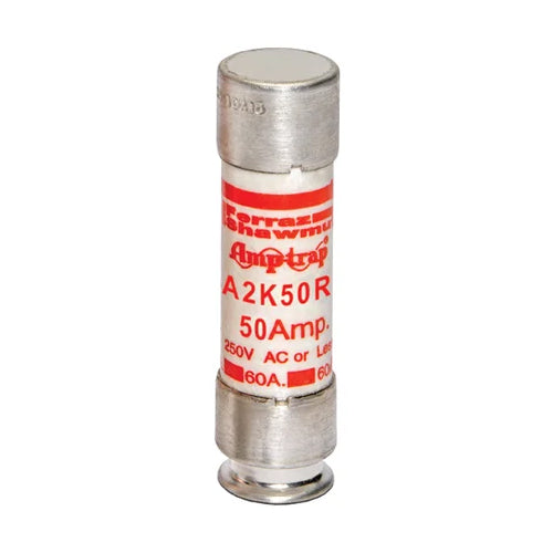 Mersen A2K50R, Class RK1 Fast-Acting Fuse, 250VAC/DC, 50A, Ferrule Type