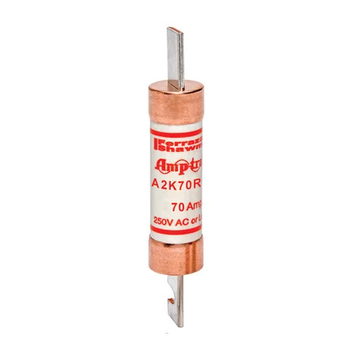 Mersen A2K70R, Class RK1 Fast-Acting Fuse, 250VAC/DC, 70A, Blade Type