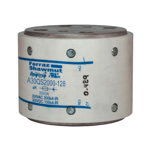 Mersen A30QS2000-128, Semiconductor Protection Fuse, High-Speed, Fast Acting, 300VAC/DC, 2000A, Hockey Puck, Bolt-In