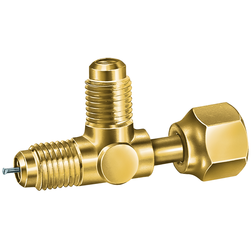 Alltemp 02-C31852-B, Swivel Flare Tee with Depressor, 1/4'' Female SAE Swivel, Nut on Branch