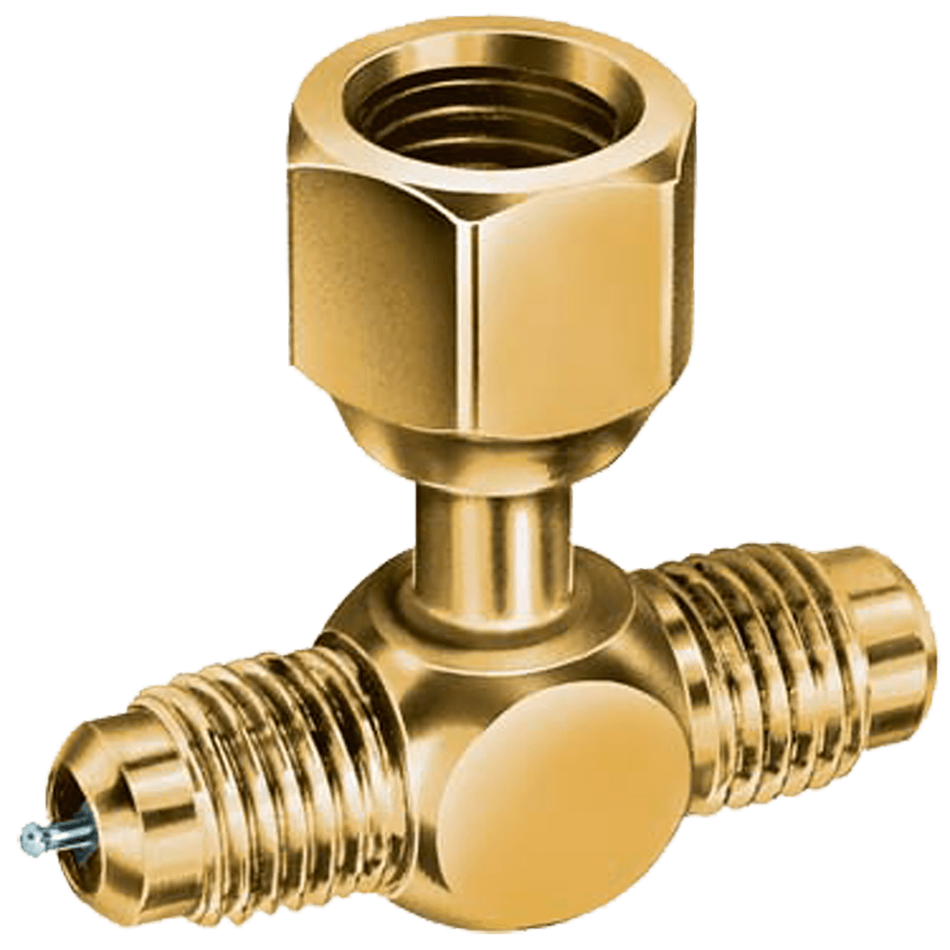 Alltemp 02-C31854-B, Swivel Flare Tee without Depressor, 1/4'' Female SAE Swivel, Nut on Branch