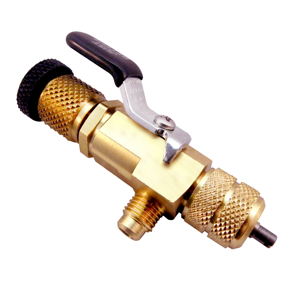 Alltemp 02-C32530N, Vacuum Rated Valve Core Removal Tool with Access Port, 5/16'' Quick Connect, 1/4'' Flare Run, 1/4'' Side Port