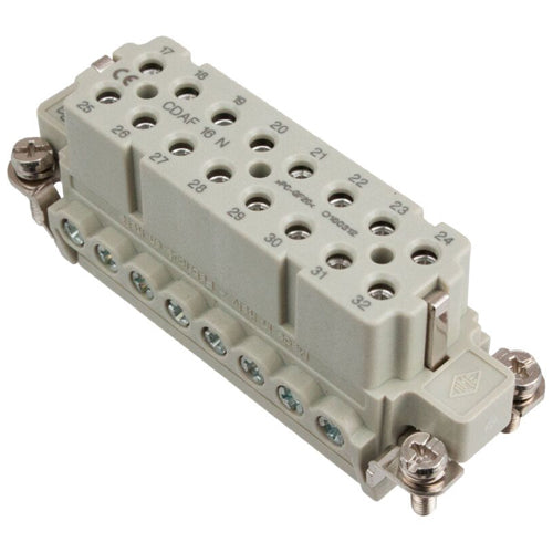 Techspan A32RS, A Series Multipole Connector, Screw Termination, Female Insert, 32 Poles+Ground, 16A/600V, G Size Enclosure, Straight Mounting