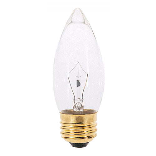 Satco A3631-TF, B11 Incandescent, 25W, 130V, 2700K Warm White, 210 Lumens, Medium E26 Base, Shatter Proof, Clear Finish