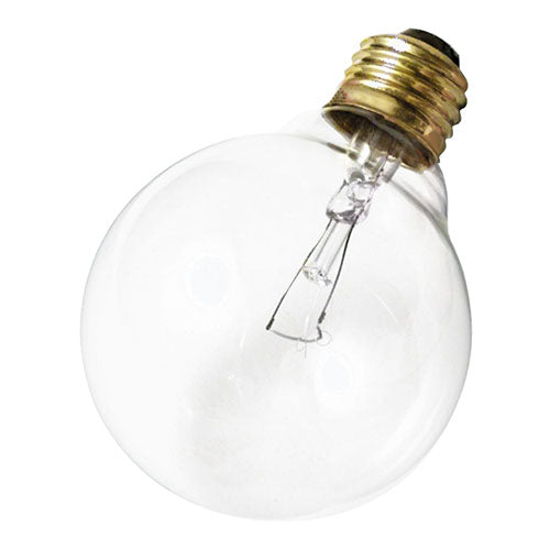 Satco A3647, G25 Incandescent, 25W, 130V, 2700K Warm White, 180 Lumens, Medium E26 Base, Clear Finish, 6 Packs