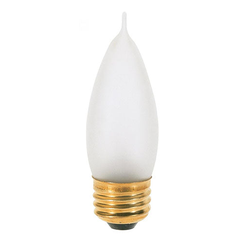Satco A3667, CA10 Incandescent, 25W, 130V, 2700K Warm White, 200 Lumens, Medium E26 Base, Frost Finish, 500 Packs