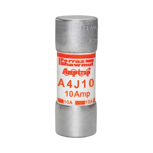 Mersen A4J10, Class J A4J Fast-Acting Fuse, 600VAC/300VDC, 10A, Ferrule Type