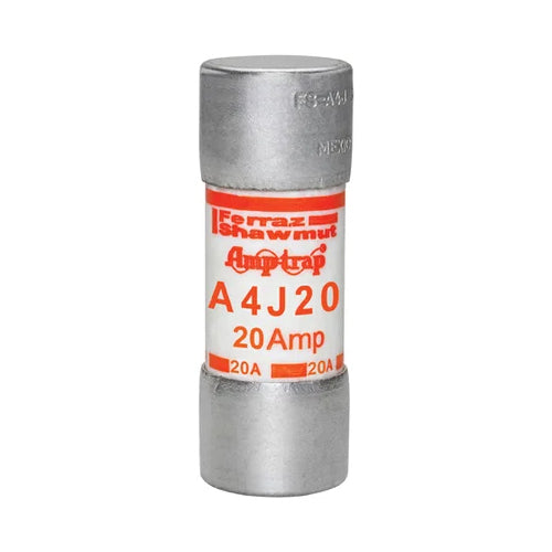 Mersen A4J20, Class J A4J Fast-Acting Fuse, 600VAC/300VDC, 20A, Ferrule Type
