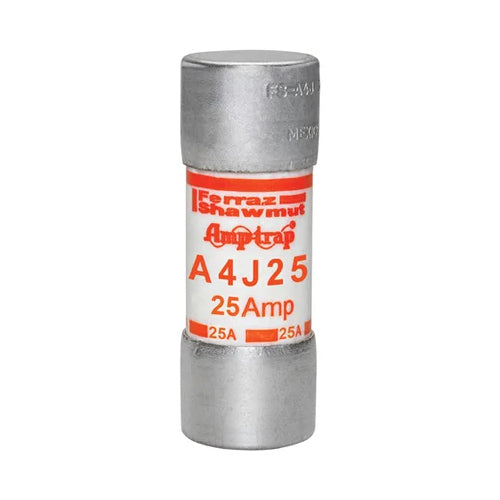 Mersen A4J25, Class J A4J Fast-Acting Fuse, 600VAC/300VDC, 25A, Ferrule Type