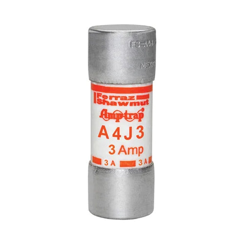 Mersen A4J3, Class J A4J Fast-Acting Fuse, 600VAC/300VDC, 3A, Ferrule Type