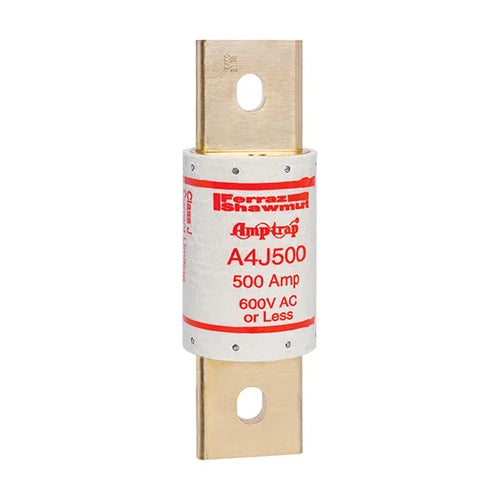 Mersen A4J500, Class J A4J Fast-Acting Fuse, 600VAC/300VDC, 500A, Blade Type