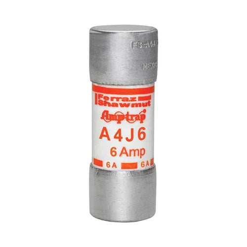 Mersen A4J6, Class J A4J Fast-Acting Fuse, 600VAC/300VDC, 6A, Ferrule Type