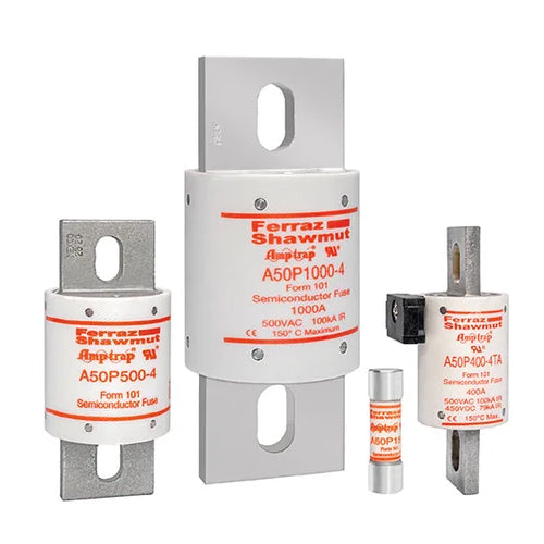 Mersen A50P350-4TI, Semiconductor Protection Fuse, High-Speed, Fast Acting, 500VAC/450VDC, 350A, Blade Type, TI Indicator