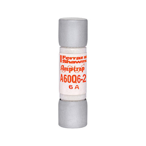 Mersen A60Q6-2, Semiconductor Protection Fuse, High-Speed, Fast Acting, 600VAC/DC, 6A, Ferrule Type