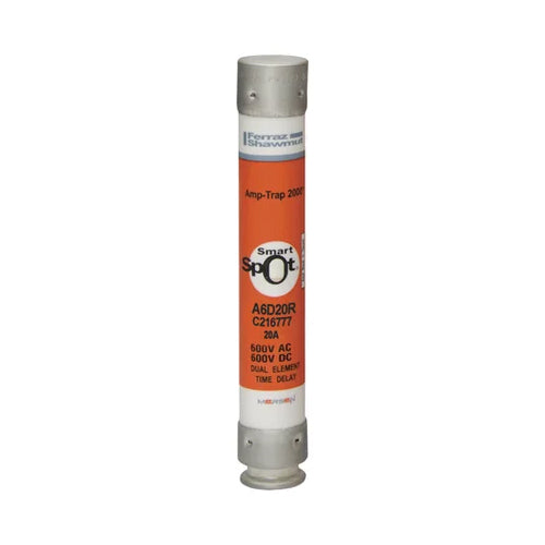 Mersen A6D20R, Low Voltage UL/CSA Fuse, Class RK1, Time-Delay, 600VAC/DC, 20A, Ferrule Type