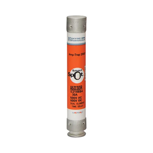 Mersen A6D30R, Low Voltage UL/CSA Fuse, Class RK1, Time-Delay, 600VAC/DC, 30A, Ferrule Type