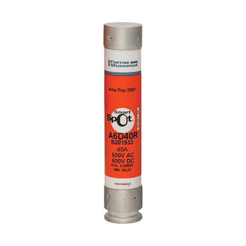 Mersen A6D40R, Low Voltage UL/CSA Fuse, Class RK1, Time-Delay, 600VAC/DC, 40A, Ferrule Type
