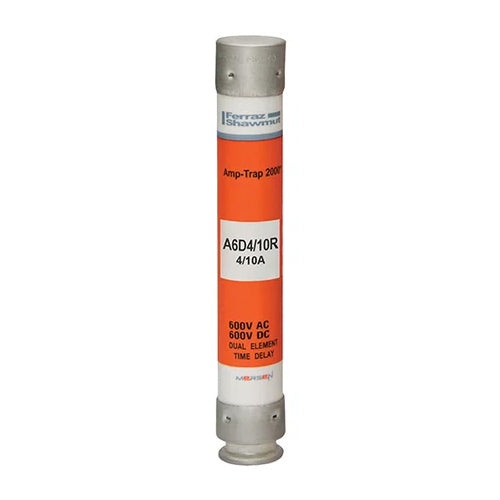 Mersen A6D4/10R, Low Voltage UL/CSA Fuse, Class RK1, Time-Delay, 600VAC/DC, 0.4A, Ferrule Type