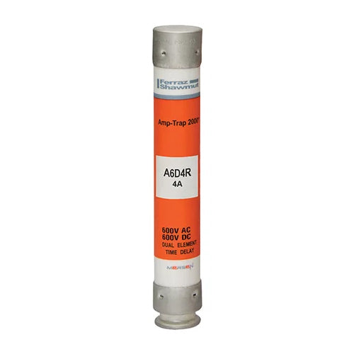 Mersen A6D4R, Low Voltage UL/CSA Fuse, Class RK1, Time-Delay, 600VAC/DC, 4A, Ferrule Type