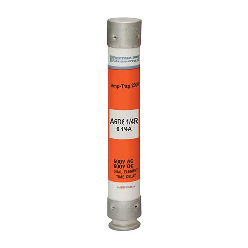 Mersen A6D6-1/4R, Low Voltage UL/CSA Fuse, Class RK1, Time-Delay, 600VAC/DC, 6.25A, Ferrule Type