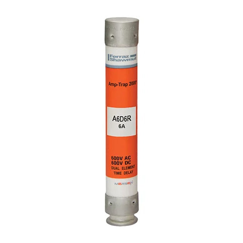 Mersen A6D6R, Low Voltage UL/CSA Fuse, Class RK1, Time-Delay, 600VAC/DC, 6A, Ferrule Type