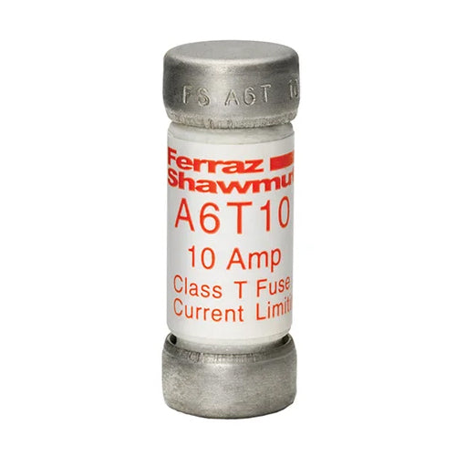 Mersen A6T10,  Low Voltage UL/CSA Fuses, Class T, 600VAC/300VDC, 10A, Fast-Acting, Ferrule Type