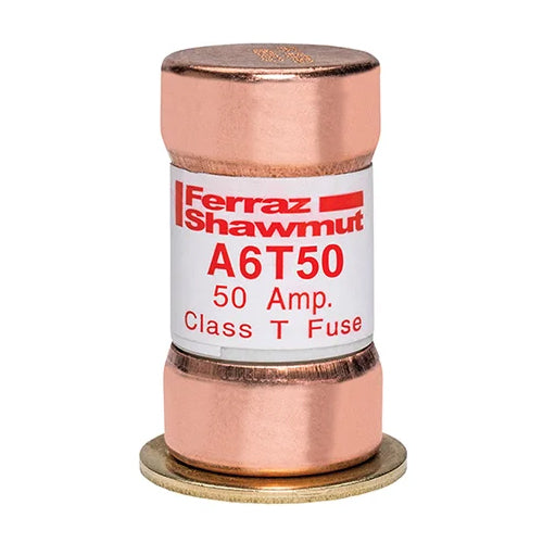 Mersen A6T50,  Low Voltage UL/CSA Fuse, Class T, 600VAC/300VDC, 50A, Fast-Acting, Ferrule Type