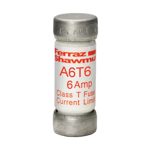 Mersen A6T6,  Low Voltage UL/CSA Fuse, Class T, 600VAC/300VDC, 6A, Fast-Acting, Ferrule Type