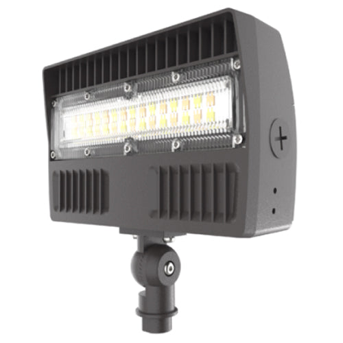 AALED AA-700027UCCTW-KM, LED Flood Light with Dusk to Dawn Photocell, 120-347V, 15/25/35/45W, 3000/4000/5000K, 2100/3500/4900/6300 Lumens, Knuckle Mount