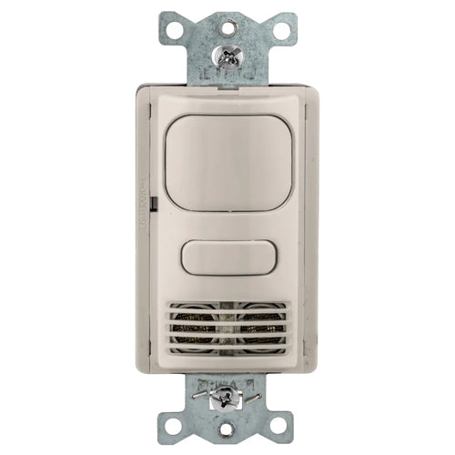 Hubbell AD2001LA1, Wall Switch Vacancy Sensor, Adaptive Dual Technology, 1 Button for Manual Control, 120/277V AC, Light Almond