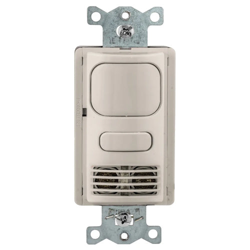 Hubbell AD2240LA1, Wall Switch Occupancy/Vacancy Sensor, Adaptive Dual Technology, Single Circuit, 1 Button for Manual/Auto Control, 24V DC, Light Almond