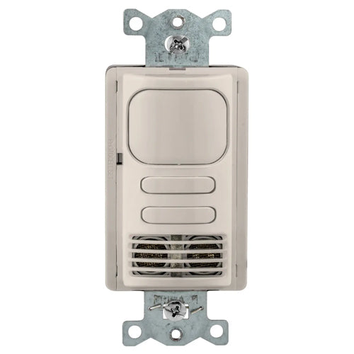 Hubbell AD2240LA2, Wall Switch Occupancy/Vacancy Sensor, Adaptive Dual Technology, Dual Circuit, 2 Buttons for Manual/Auto Control, 24V DC, Light Almond