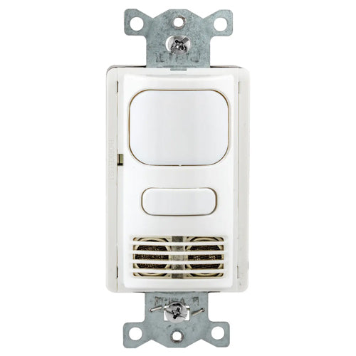 Hubbell AD2240W1, Wall Switch Occupancy/Vacancy Sensor, Adaptive Dual Technology, Single Circuit, 1 Button for Manual/Auto Control, 24V DC, White