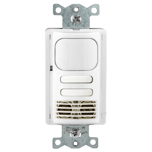 Hubbell AD2240W2, Wall Switch Occupancy/Vacancy Sensor, Adaptive Dual Technology, Dual Circuit, 2 Buttons for Manual/Auto Control, 24V DC, White