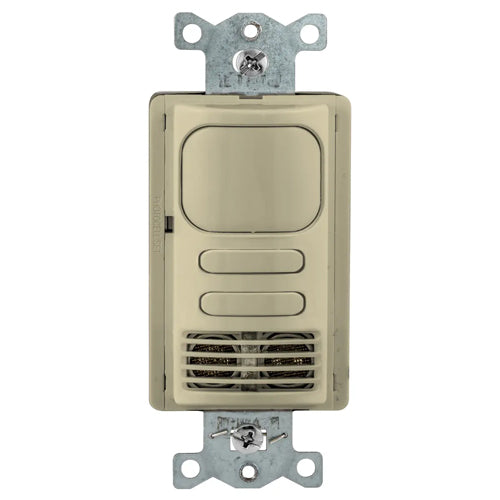 Hubbell AD2241I2, Wall Switch Vacancy Sensor, Adaptive Dual Technology, Dual Circuit, 2 Buttons for Manual Control, 24V DC, Ivory