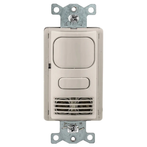 Hubbell AD2241LA1, Wall Switch Vacancy Sensor, Adaptive Dual Technology, Single Circuit, 1 Button for Manual Control, 24V DC, Light Almond