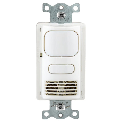 Hubbell AD2241W1, Wall Switch Vacancy Sensor, Adaptive Dual Technology, Single Circuit, 1 Button for Manual Control, 24V DC, White