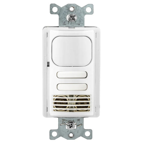 Hubbell AD2241W2, Wall Switch Vacancy Sensor, Adaptive Dual Technology, Dual Circuit, 2 Buttons for Manual Control, 24V DC, White
