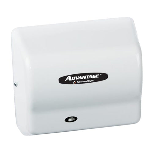 World Dryer AD90-M, Advantage AD Series Quiet Comfortable and Compact Hand Dryer, 120-240V, Automatic Operation, Surface Mounted, Epoxy Painted Steel, White
