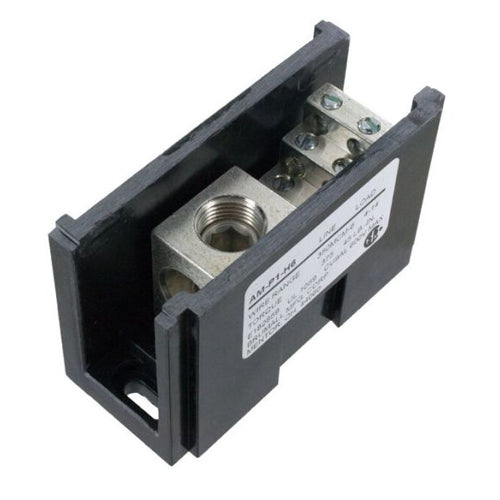 Techspan ADB1123501, ADB-112-350-1, Aluminum Power Distribution Block, Single Run with Multiple Taps, 310A, Line Side 1 Opening for 350 kcmil-6 AWG, Load Side 12 Openings for 4-14 AWG
