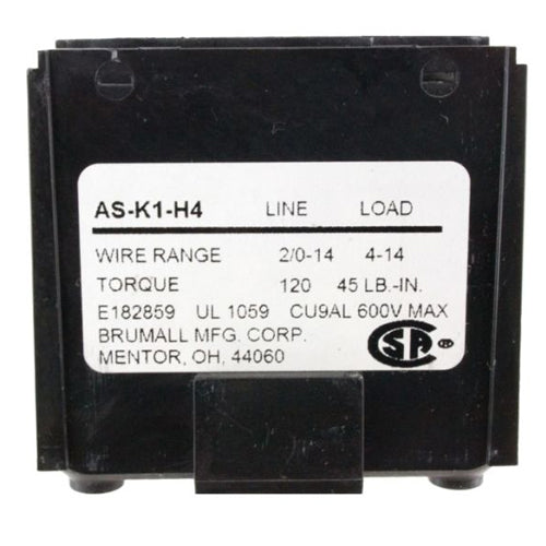Techspan ADB142/01, ADB-14-2/0-1, Aluminum Power Distribution Block, Single Run with Multiple Taps, 175A, Line Side 1 Opening for 2/0-14 AWG, Load Side 4 Openings for 4-14 AWG